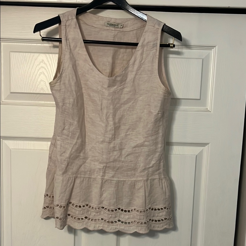 Valentina Naldi light tan linen sleeveless top
